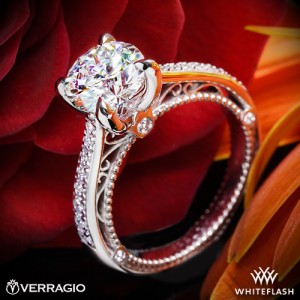 Verragio 4 Prong Beaded Diamond Engagement Ring with a 1.502ct A CUT ABOVE