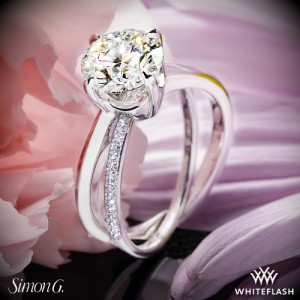 Simon G 4-Prong Solitaire Engagement and Wedding Rings