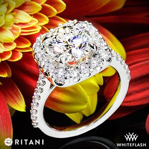 Ritani French-Set Halo Diamond Engagement Ring