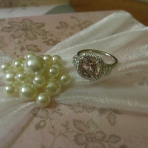 Cushion tourmaline and diamond ring