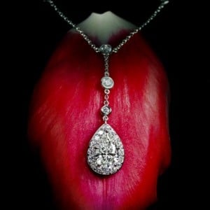 Halo Pear Diamond Pendant