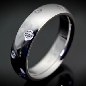 Comfort-Fit Scattered Diamond Wedding Band