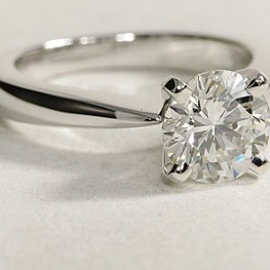 Classic Tapered Four Prong Engagement Ring in 18k White Gold