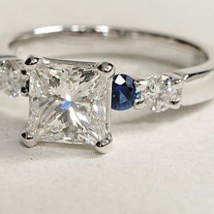 Bella Sapphire and Diamond Engagement Ring in 18k White Gold (1/5 ct. tw.)