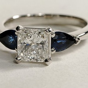 Classic Pear Shaped Sapphire Engagement Ring in Platinum for Larger Diamonds