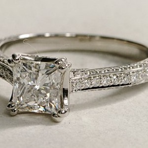 Heirloom Micropavé Diamond Engagement Ring in Platinum (1/3 ct. tw.)