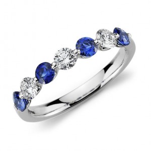 Classic Floating Sapphire and Diamond Ring in Platinum