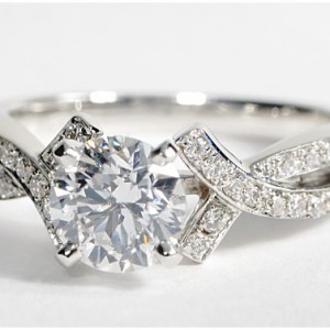 Intertwined Pavé Diamond Engagement Ring in 18k White Gold