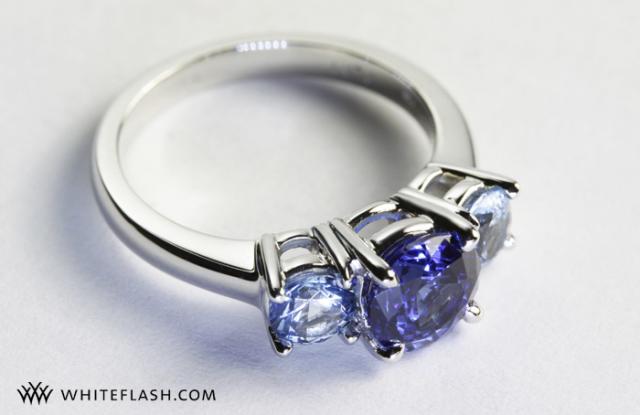 3 Stone Diamonds and Aquamarine Engagement Ring