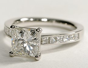 Channel Set Princess Cut Diamond Engagement Ring in Platinum