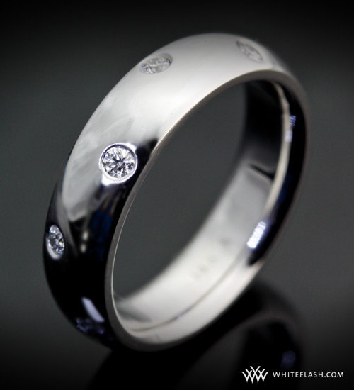 Comfort-Fit Scattered Diamond Wedding Band