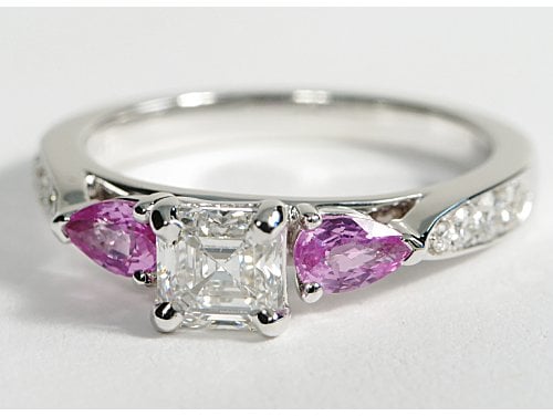 Pear Shape Pink Sapphire and Pave Diamond Setting