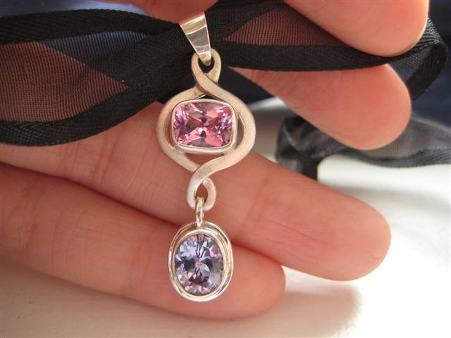 Spinel and silver pendant