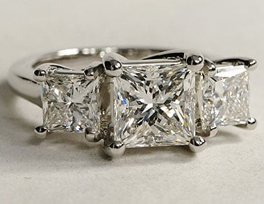 Three Stone Trellis Diamond Ring in Platinum