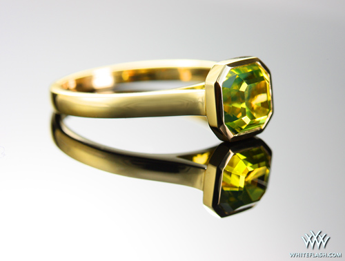 Whiteflash Custom 18k Green Gold and Chrysoberyl Ring