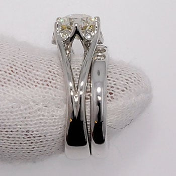 Finished diamond engagement ring with wedding band Shown with wedding band