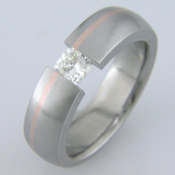 Men 39s Wedding Ring 39ct Cushette Diamond in Boone Tension Set Ring