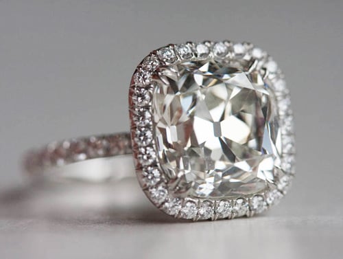 Halo Diamond Engagement Rings on Halo Engagement Ring With 5 01ct Cushion Cut Center Diamond Posted By