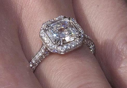  Engagement Rings on Halo Engagement Ring With 1 52ct Square Emerald Cut Center Diamond