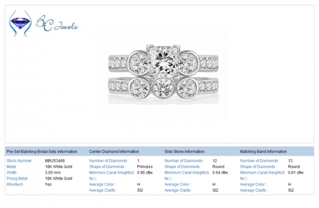 Matching Bridal Diamond Ring Set in 18K White Gold (2 1/2 cttw.) Matching Bridal Diamond Ring Set in 18K White Gold (2 1/2 cttw.)