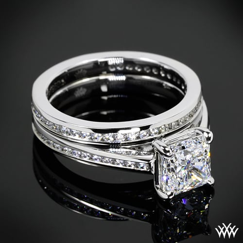 This beautiful Custom Diamond Engagement Ring shines with a channelset