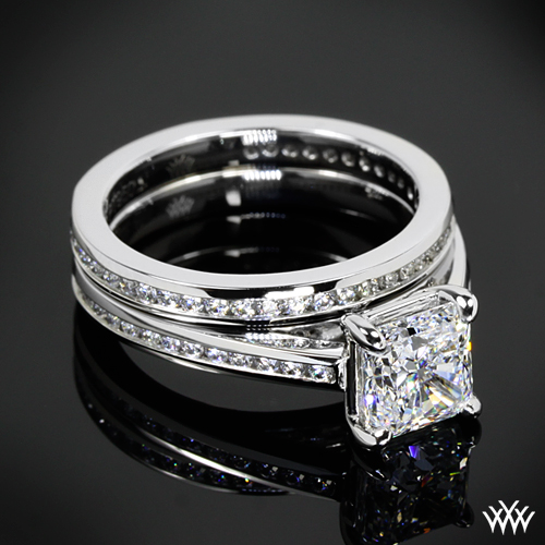 This beautiful Custom Diamond Engagement Ring shines with a channelset 