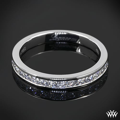 This gorgeous Custom Channel Set Diamond Wedding Ring is cast in platinum is