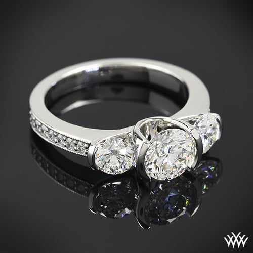 Custom 3 Stone Half Bezel Engagement Ring Custom 3 Stone Half Bezel Engagement Ring