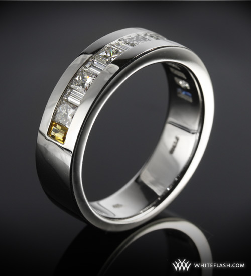 Custom Channel Set Platinum Men's Wedding Band