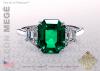 Three Stone Stone Ring with a Green Emerald by Leon Megé R6025 Three Stone Stone Ring with a Green Emerald by Leon Megé R6025