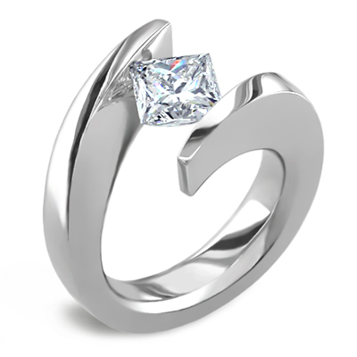 Tension wedding rings