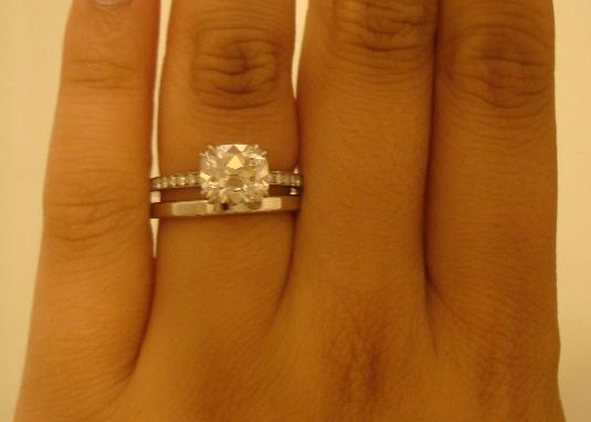 Plain Wedding Band With Diamond Band Engagement Ring