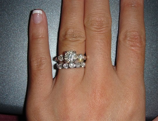 Didiamond 39 39s 3 stone ring with eternity band