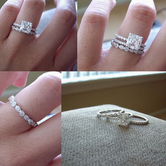 The concept of nonmatching wedding bands are gorgeous and allow so much