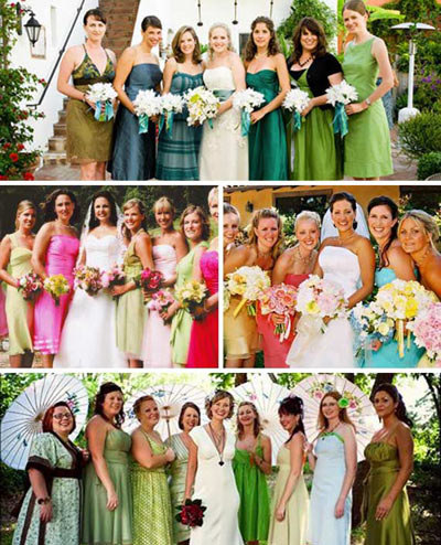 non matching bridesmaids