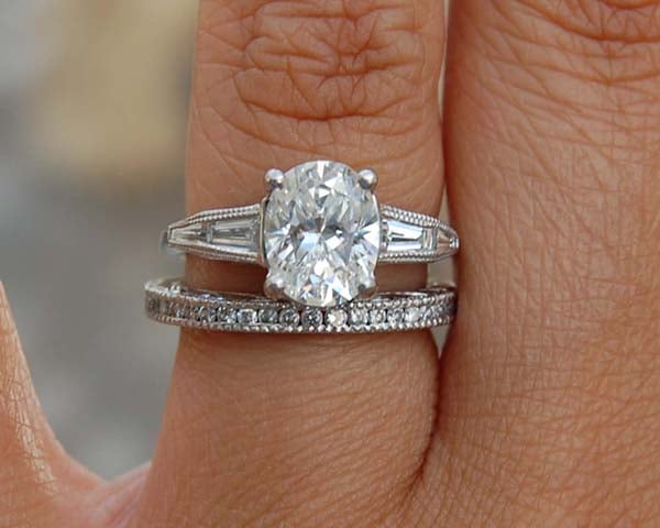 Cushion cut engagement rings tapered baguettes