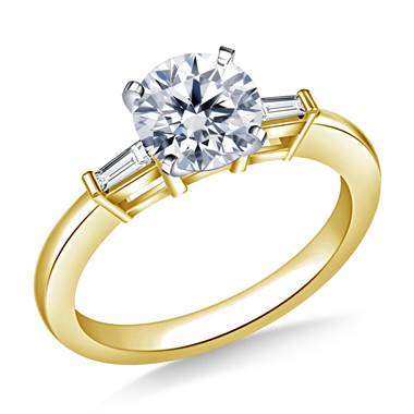 1.00 ct. tw. Round Diamond Engagement Ring with Tapered Baguettes in 14K Yellow Gold