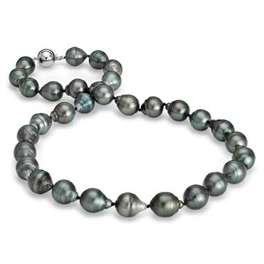 "Baroque Tahitian Cultured Pearl Necklace with 18k White Gold (10-11mm)"