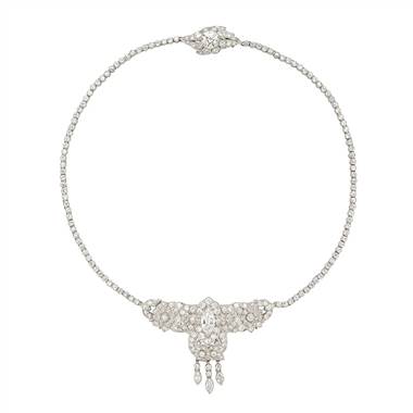 Estate Art Deco Diamond Choker Necklace  in Platinum (12.60 ct. tw.)