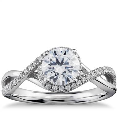 Petite Twisted Halo Diamond Engagement Ring in 14k White Gold (1/4 ct. tw.)