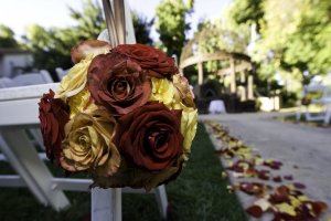 18our pomanders and aisle petals.JPG