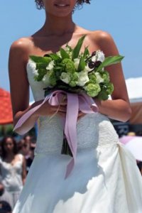 green hand-tied pink ribbon bouquet.jpg