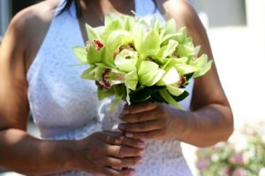 green cymbidium white halter gown.jpg