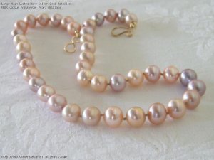1141 Large High Lustre Rare Colour Oval Metallic Multicolour Freshwater Pearl Necklace-2.jpeg
