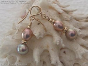 1432 Super Metallic Purples Oval Baroque and Rice Lavender Freshwater Pearl Drop Earrings.jpg