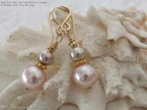 751 Baby Pink Round and Tiny Metallic Lavender Freshwater Pearl Drop Earrings.jpg