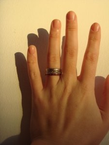 Wedding band, carre, and baguette bands - I rather quite like it like this.jpg