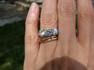 cartier trinity ring with engagement ring