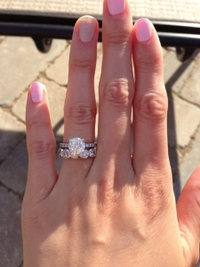 Thin engagement ring with clearance thick wedding band