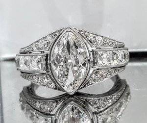 Vintage art deco Tiffany & Co Platinum ring Diamond marquise 1.45ct. VS1-F.jpg